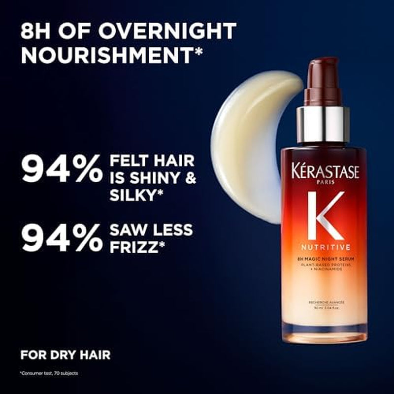 Kerastase Nutritive 8H Magic Night Serum - Overnight Treatment for Dry Hair, Enhances Shine, with Plant-Based Proteins