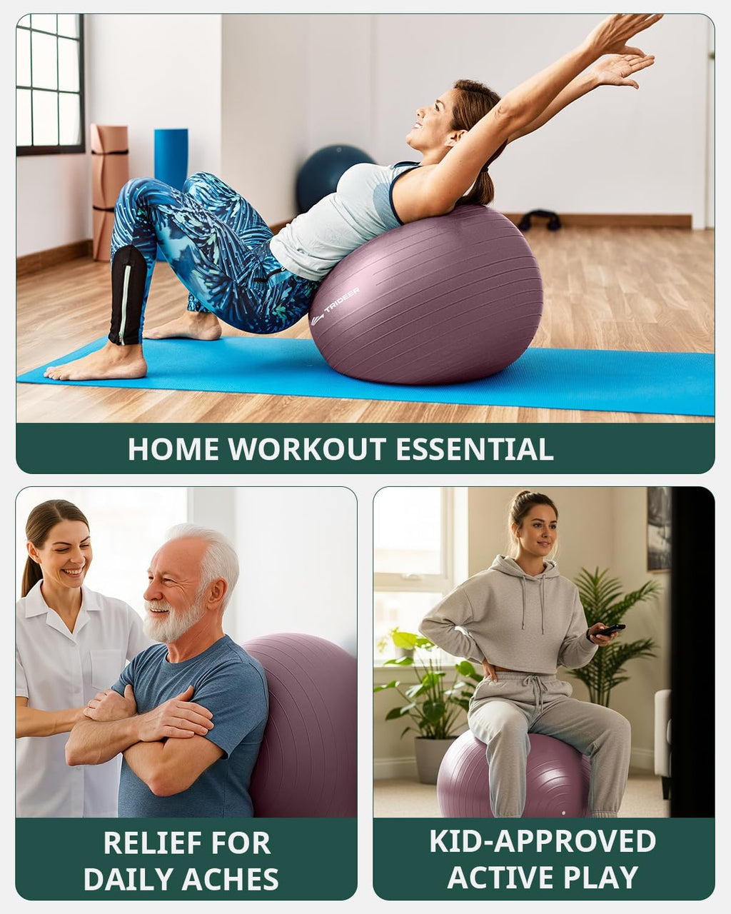 Exercise Ball Yoga Ball,Office Seating & Balance Ball Chair, Stability Ball for Pilates, Physical Therapy,Core Training & Balance Improvement & Stretching