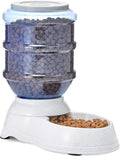 Gravity Pet Food Feeder for Dogs and Cats, Easy to Clean, Easy to Fill, Removable Lid, 6-Pound Capacity, Small, Gray