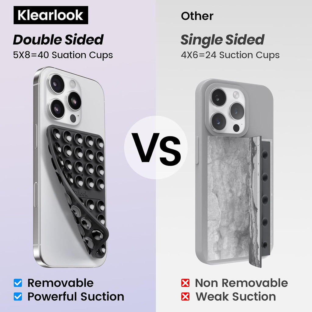 Silicone Suction Cup Phone Case Mount Double Sided, Sticky Phone Grip with Higher Suction Power for Cell Phone, Hands-Free Phone Accessories Holder for Selfies and Videos, Transparent