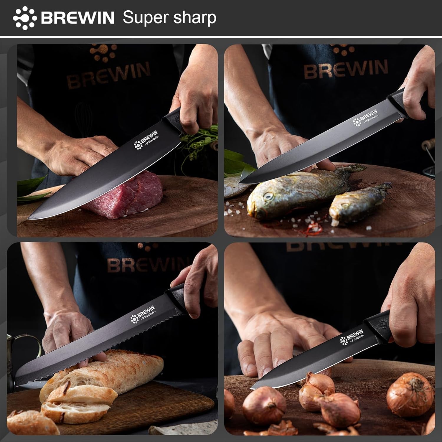 Knife Set, Kitchen Knife Set, Knives Set for Kitchen, Universal Knife Block, Utility Knife Block Set, New Home Essentials, Apartment Essentials, Dishwasher Safe