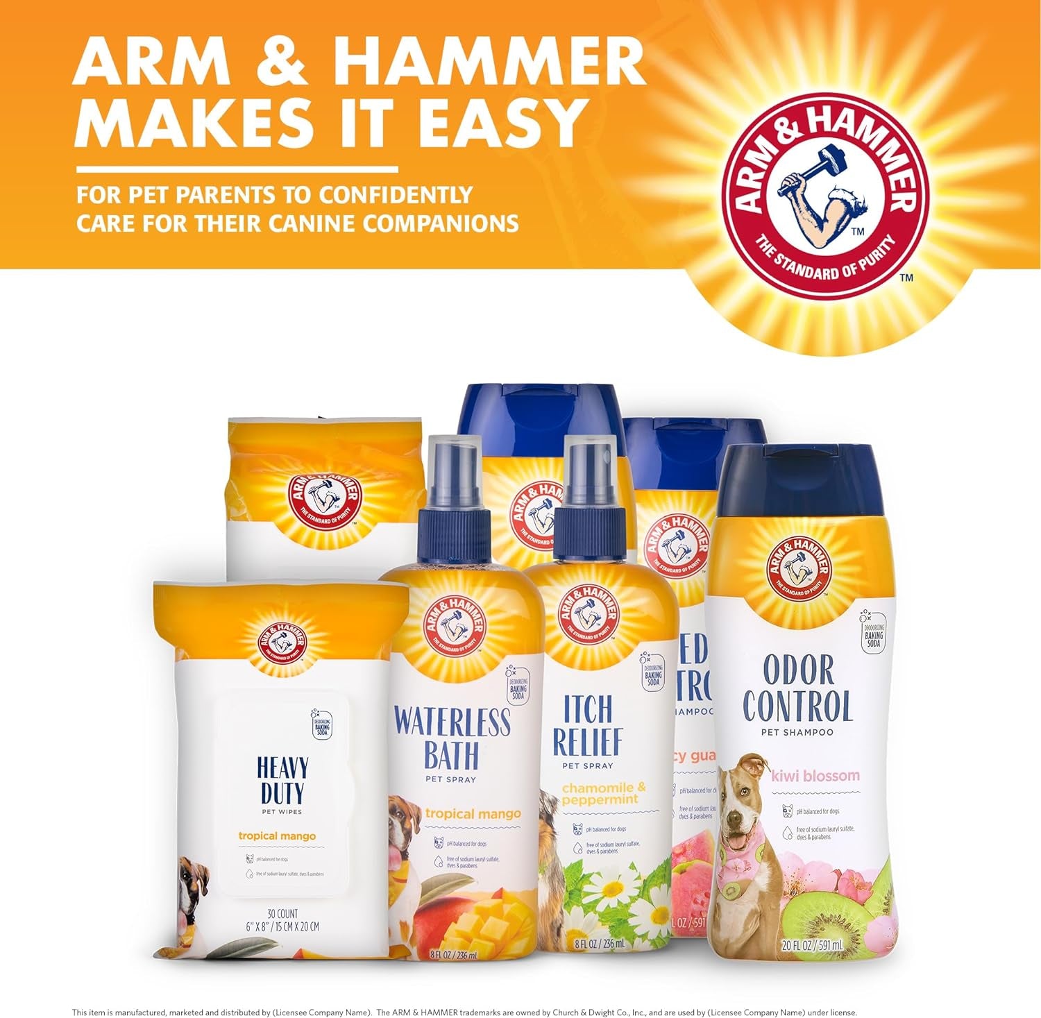 Arm and Hammer for Pets Heavy Duty Multipurpose Dog Bath Wipes, Mango Scent, Travel Size - All Purpose Wipes That Remove Odor and Refresh Dog Coat between Baths, 30 Count