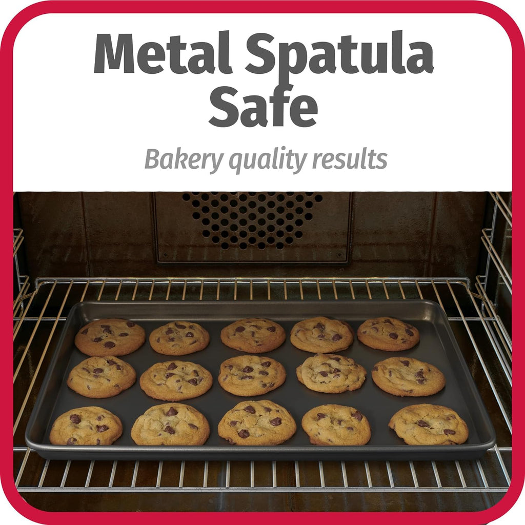 Everyday Nonstick Baking Sheet Set, 3 Pack Includes Small (13×9) Medium (15×1) and Large (17×11) Pans Carbon Steel Construction Cookie Sheets Bakeware Set, Gray