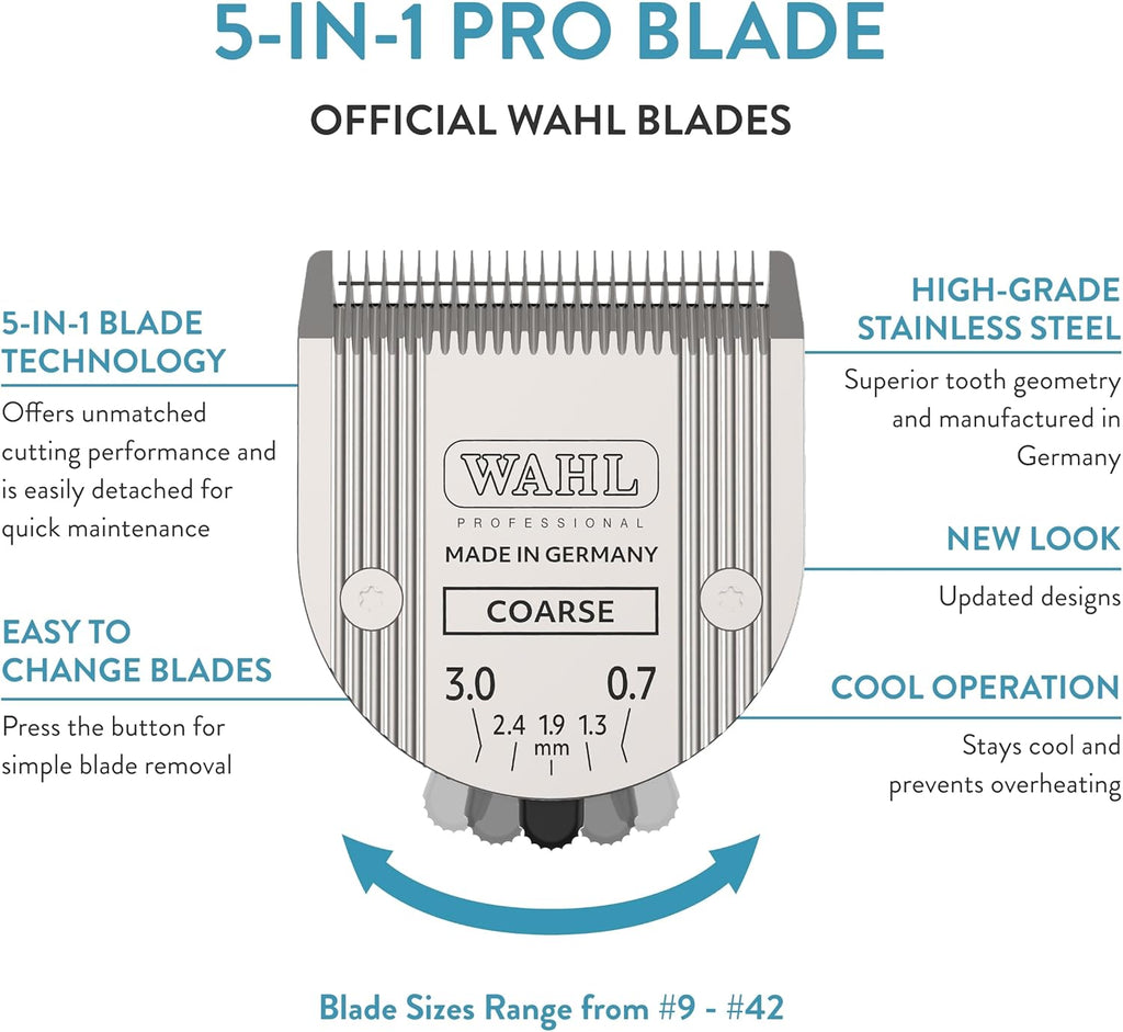 Professional Animal 5-In-1 Adjustable Blade Arco, Bravura, Chromado, Creativa, Figura, and Motion Pet, Dog, and Horse Clippers - Coarse (2179-401)