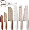 Knife Set, 13 Pieces Kitchen Knives Set with Healthy Anti-Rust Coating, Dishwasher Safe, Stainless Steel Chef Knife Sets with 6 Blade Guards, Perfect Mothers Day Gifts for Kitchen