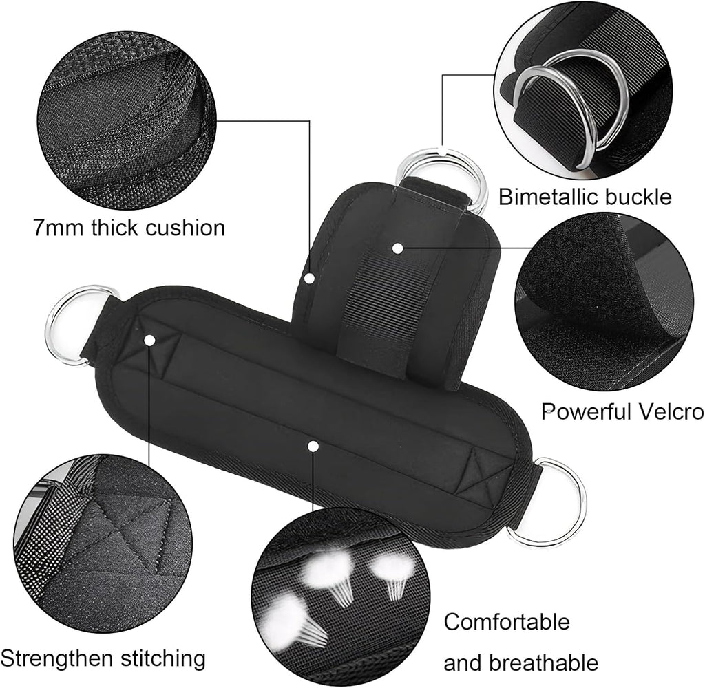 2 PCS Weightlifting Straps with D Ring,Adjustable Wrist Cuffs Gym,Padded Wrist Cuffs,For Cable Machines Strength Training Equipment,Black