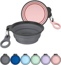 Collapsible Dog Bowls with Bottle Carrier, 2 Pack Travel Dog Water Bowl Upgraded Carabiner, One-Piece Molded Rim No Fall off or Crack, Foldable Silicone Portable for Pets Walking Hiking 15Oz