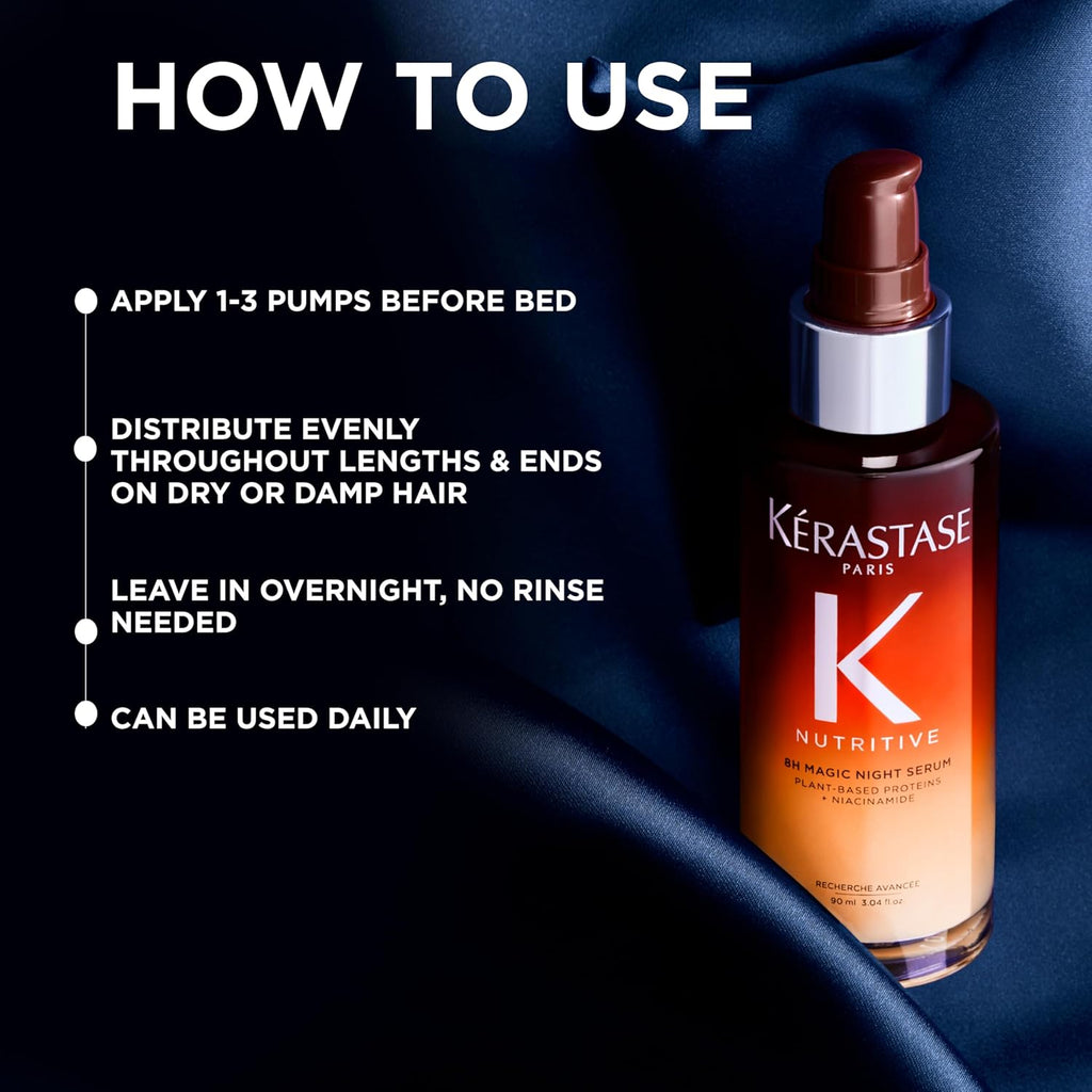 Kerastase Nutritive 8H Magic Night Serum - Overnight Treatment for Dry Hair, Enhances Shine, with Plant-Based Proteins