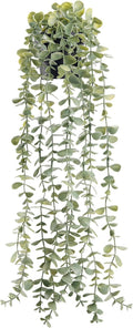 1Pcs Fake Plants Hanging Artificial Potted Faux Eucalyptus Plants for Modern Boho Farmhouse Bathroom Office Desk Wall Art Shelf Living Room Aesthetic Decor Indoor