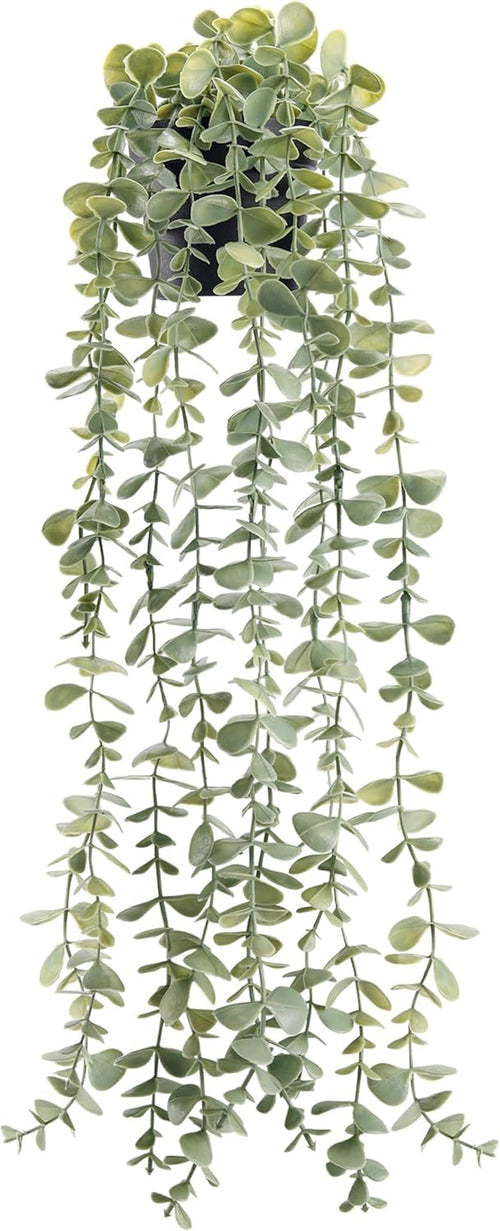 1Pcs Fake Plants Hanging Artificial Potted Faux Eucalyptus Plants for Modern Boho Farmhouse Bathroom Office Desk Wall Art Shelf Living Room Aesthetic Decor Indoor