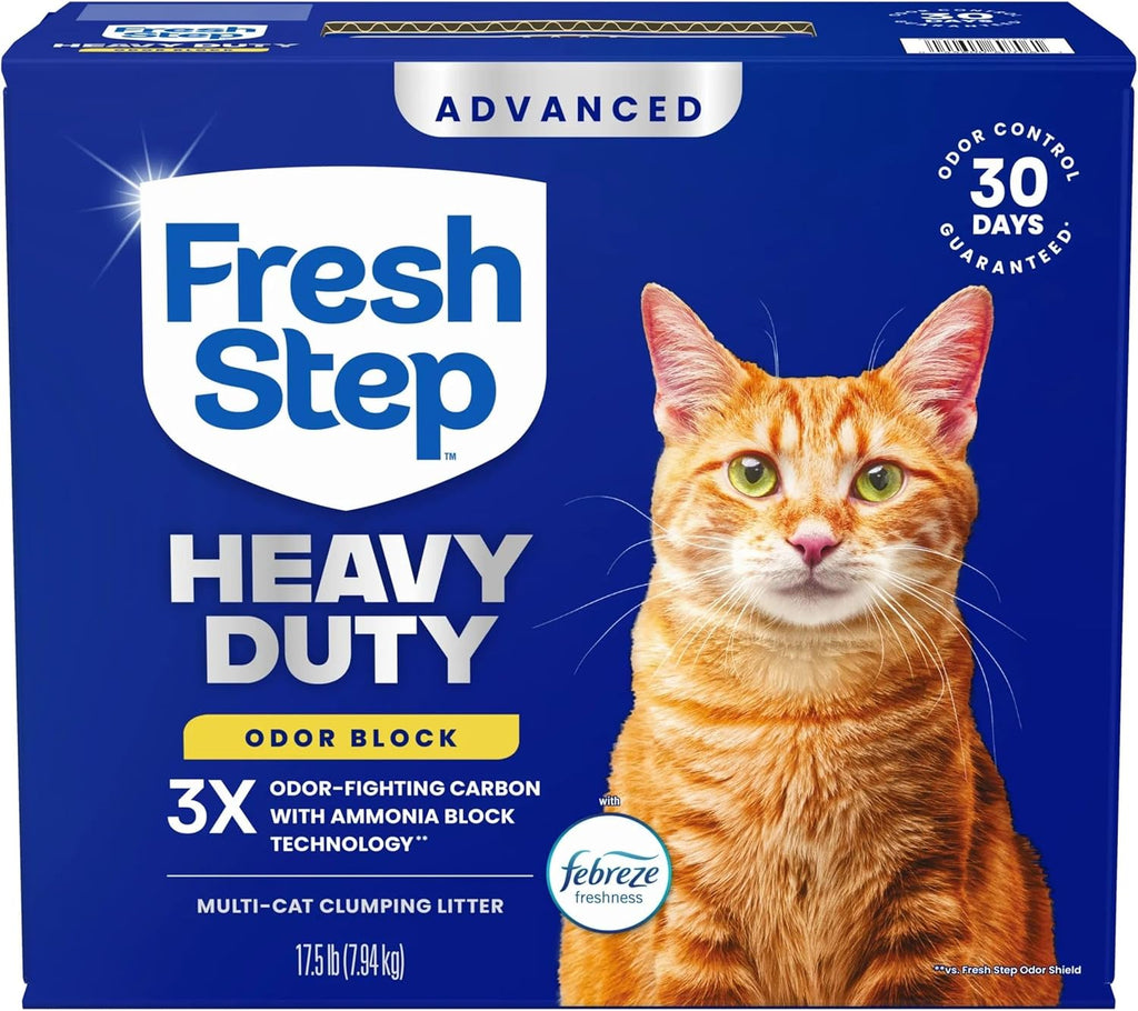 Heavy Duty Odor Block Advanced Multi Cat Clumping Litter with Febreze, 17.5 Lb (Package May Vary)