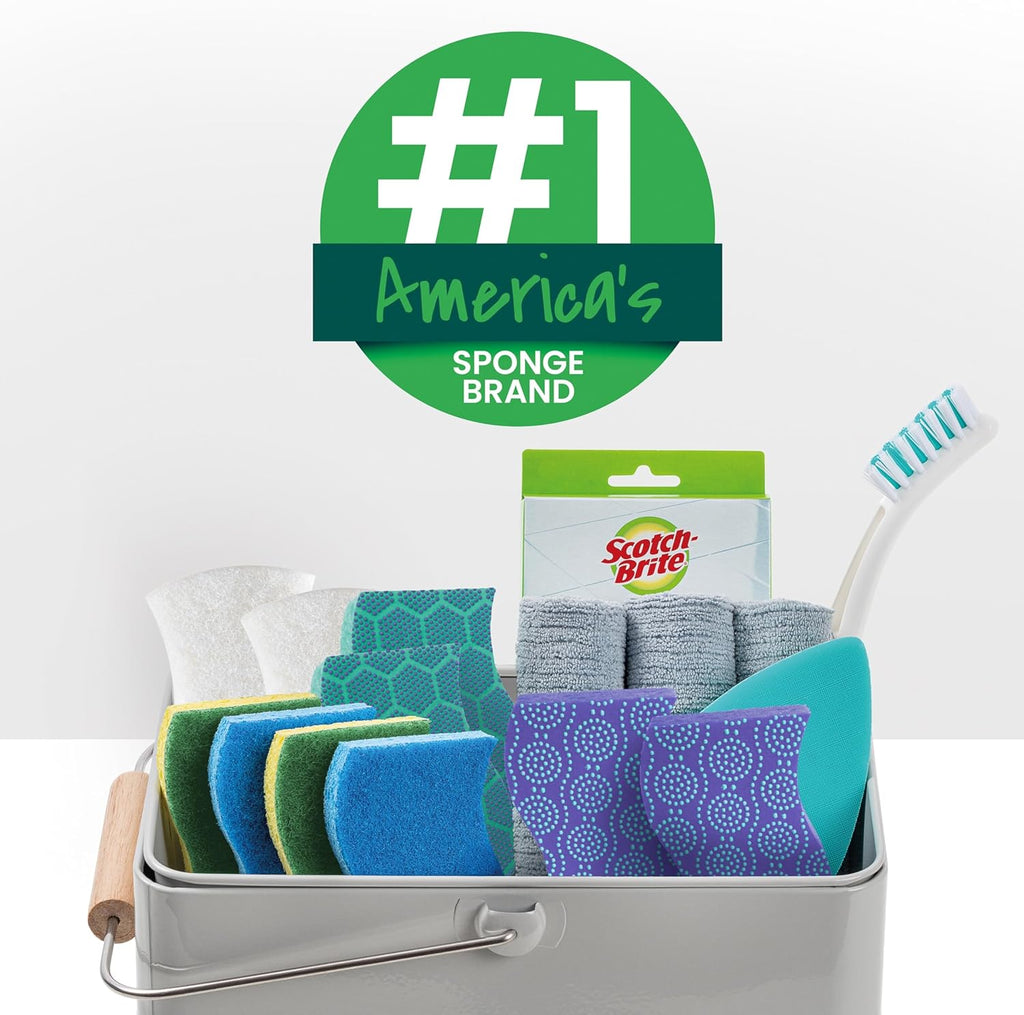 Zero Scratch Scrub Sponge, 6 Kitchen Sponges for Cleaning around the Home, Bathroom & More, Scratch-Free Dish Scrubber, Multi-Surface Safe, Best for Nonstick Pots and Pans