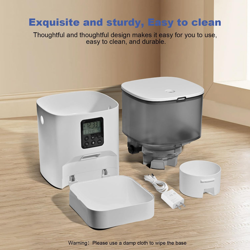 Automatic Cat Feeder, 4L Cat Food Dispenser with 10S Voice Recorder, Pet Feeder up to 8 Meals per Day, Timed Dog Feeder with Dry Food Sealed Ring