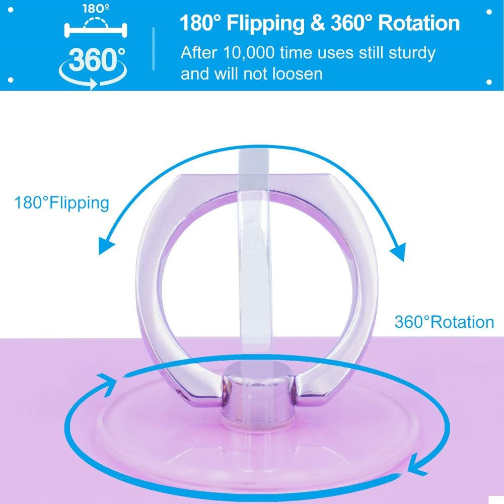 4 Pack  Cell Phone Ring Holder, Transparent Ring Holder 360°Rotation Finger Ring Stand, Clear Cell Phone Kickstand Compatible with Most of Phones, Tablet and Case, (2Silver+1Black+1Rose Gold)