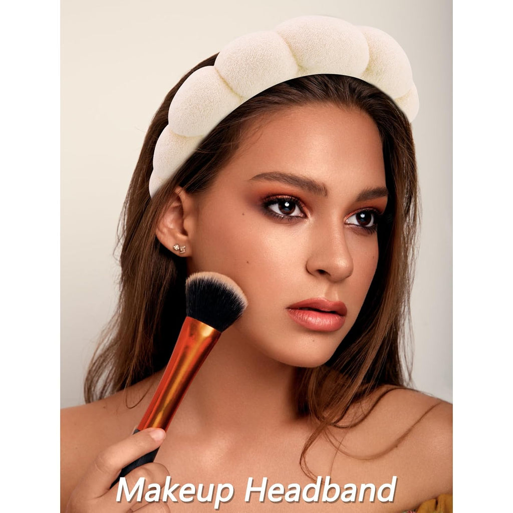 6 Pack Spa Headband, Makeup Headband, Face Wash Headbands, Skincare Headbands, Brown Sponge Hair Band Bow Tie Spa Head Band for Washing Face Wristband Set Hair Accessories for Women