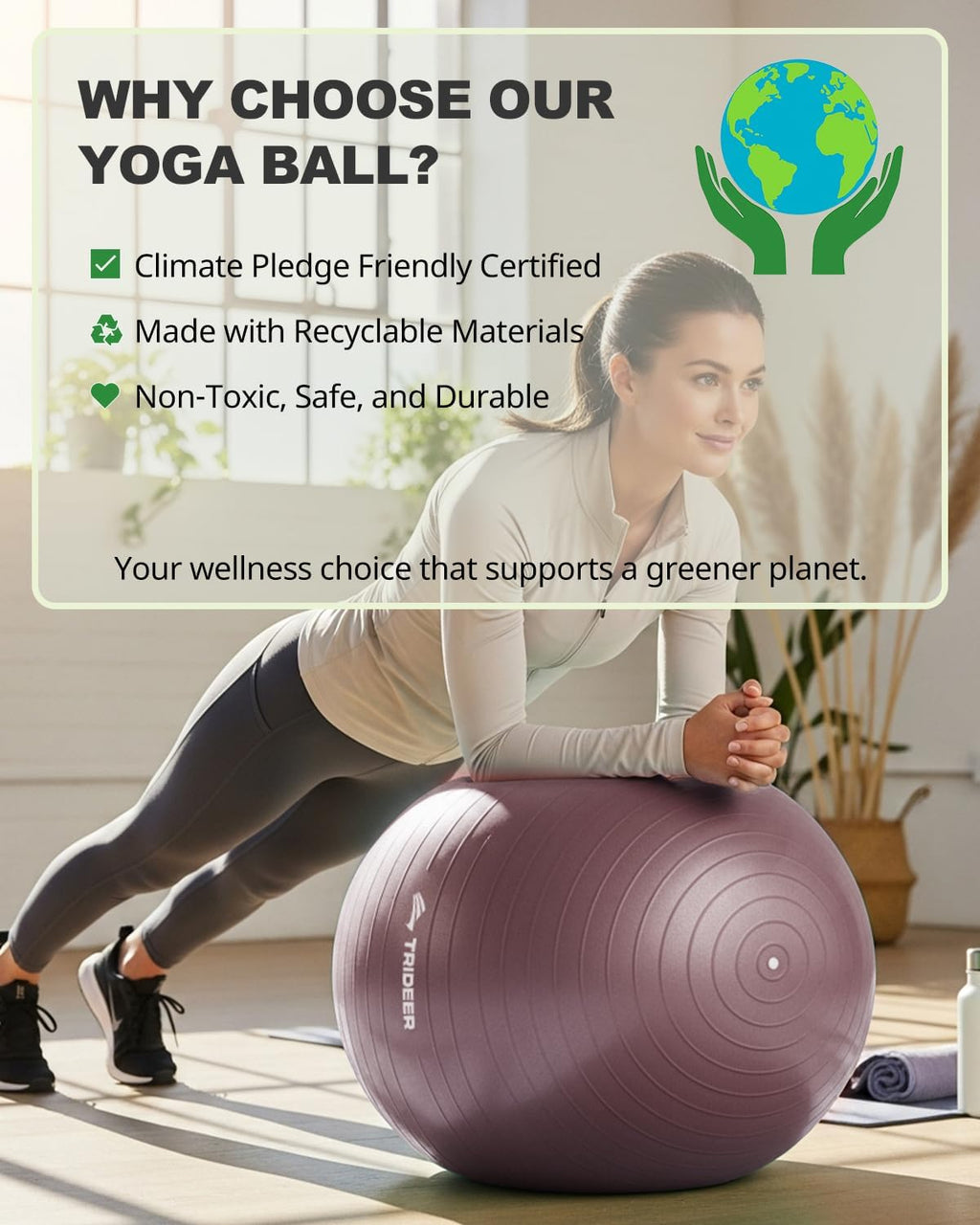 Exercise Ball Yoga Ball,Office Seating & Balance Ball Chair, Stability Ball for Pilates, Physical Therapy,Core Training & Balance Improvement & Stretching