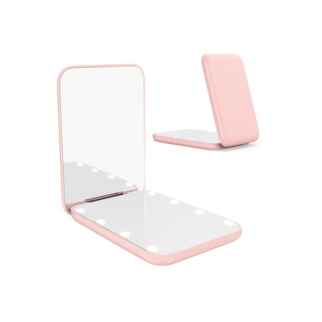 Small Lighted Makeup Mirror for Purse, 1X/3X Magnification LED Compact Travel Mirror with Light, Portable Mirror for Pocket or Bag, Cute Pink Gift for Girls,Women