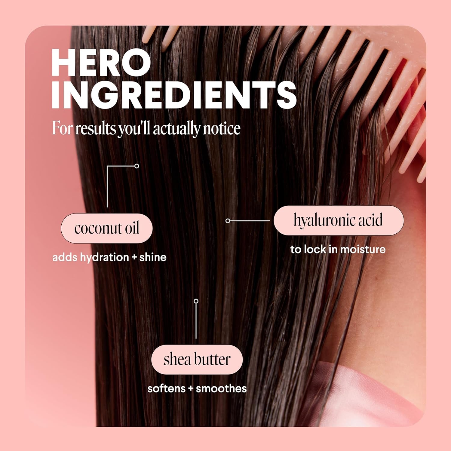 Moisture Shampoo + Conditioner Set for Dry, Coarse, Stressed, Frizzy Hair, Made with Coconut Oil, Rice Protein, Shea Butter and Vitamin E, All Natural, 12 Fl Oz (Pack of 2)