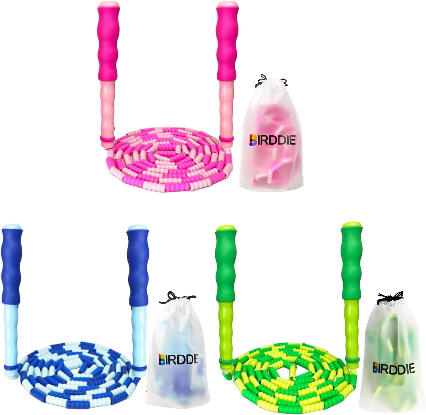 Soft Beaded Jump Ropes, Adjustable Length Skipping Rope, Tangle Free Segmented Jumping Rope for Kids and Adults Exercise, Fitness 9.2 Ft