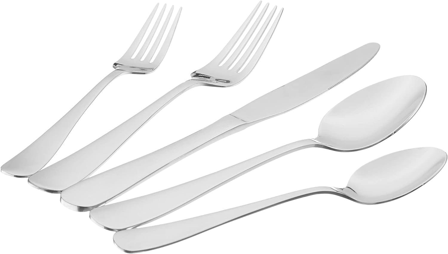 Silverware Set, Stainless Steel Flatware, Dishwasher Safe, Service for 4, 20-Piece Forks and Spoons, round Edge, Everyday Use