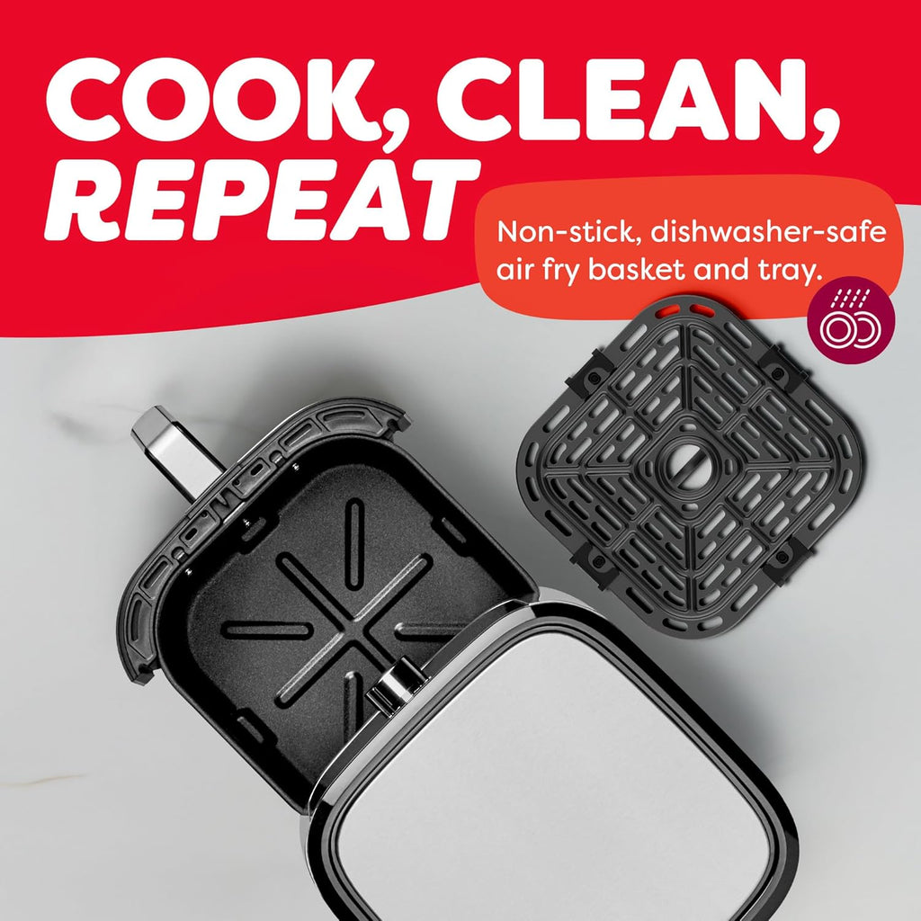 4QT Vortex plus 6-In-1 Mini Air Fryer, Custom Program Options, Crisps, Broils, Roasts, Dehydrates, Bakes, Reheats, 100+ In-App Recipes, Stainless Steel,4 Quarts