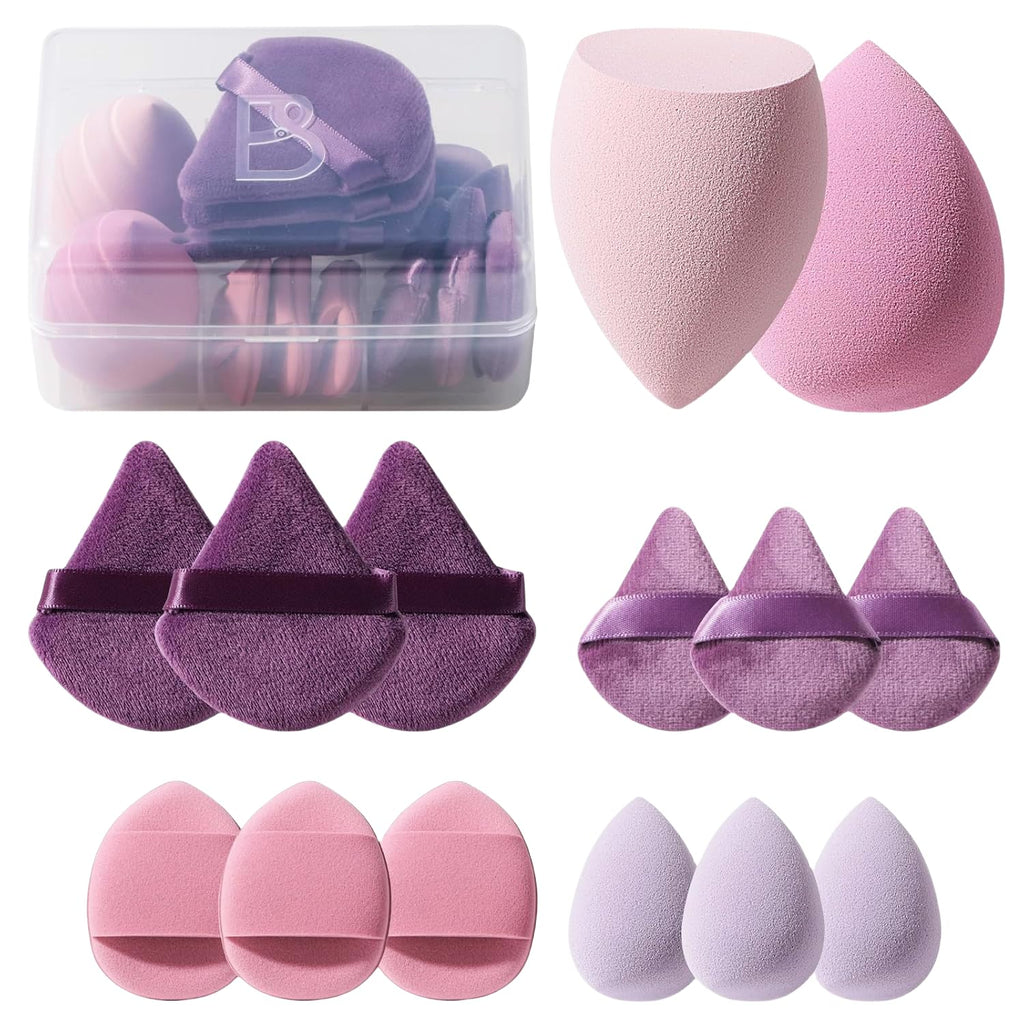 Makeup Sponge Set  Triangle Puff 14PCS Non-Latex Beauty Blender Sponges with Travel Case, Soft Makeup Puff for Foundation, Concealer, Cream & Powder, Face & Eye Blending for Sensitive Skin