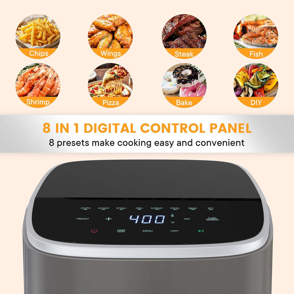Air Fryer 4 Quart with Window, 1500W Digital Airfryer with 8 Presets, 60-Min Timer, Max 400°F, Auto Shut off & Nonstick Dishwasher Safe Basket, Shake Reminder for Small Kitchen