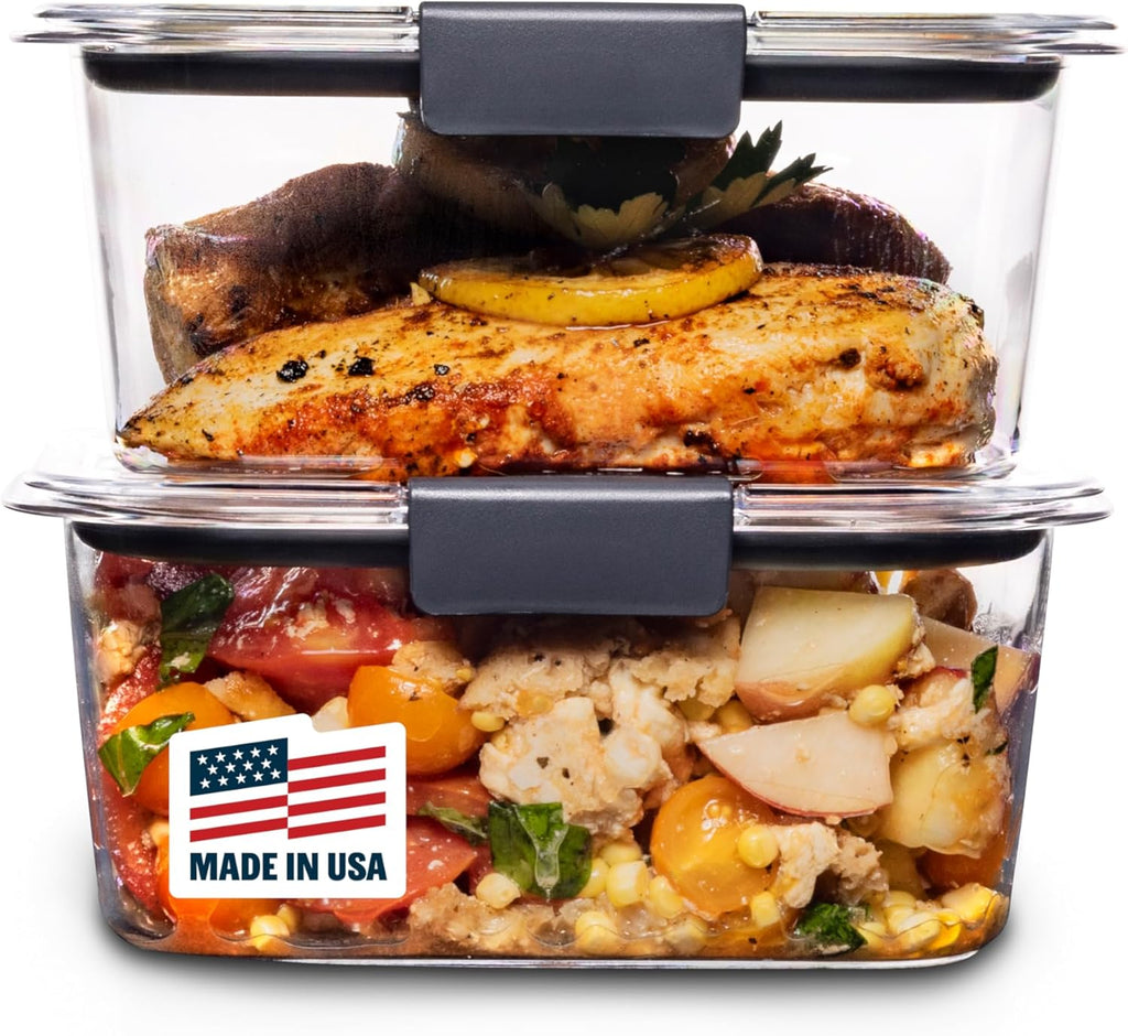 Brilliance Bpa-Free Food Storage Containers, Medium Deep, 4.7 Cup, 2-Pack, Airtight & Leak-Proof, Microwave & Dishwasher Safe