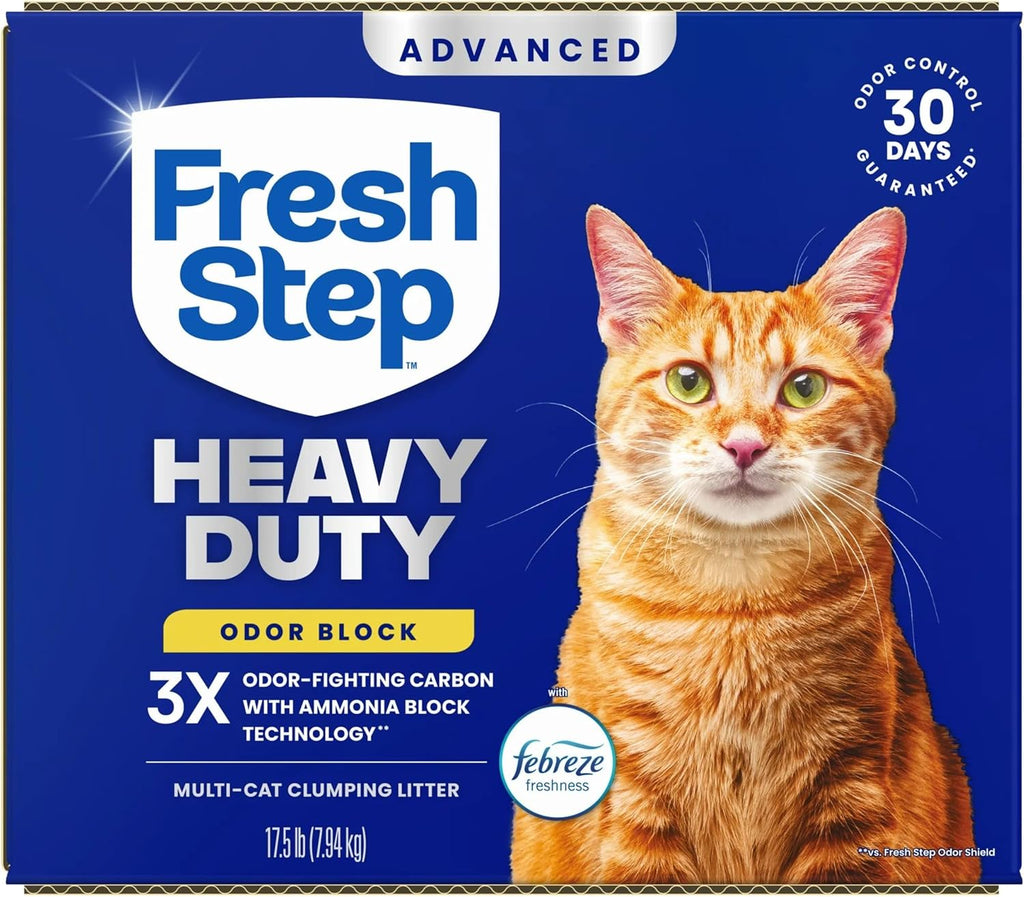 Heavy Duty Odor Block Advanced Multi Cat Clumping Litter with Febreze, 17.5 Lb (Package May Vary)