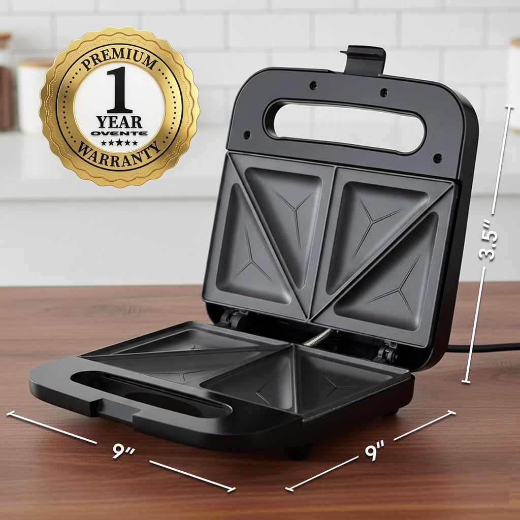 Electric Sandwich Maker with Non-Stick Plates, Indicator Lights, Cool Touch Handle, Easy to Clean and Store, Perfect for Cooking Breakfast, Grilled Cheese, Tuna Melts and Snacks, Black GPS401B