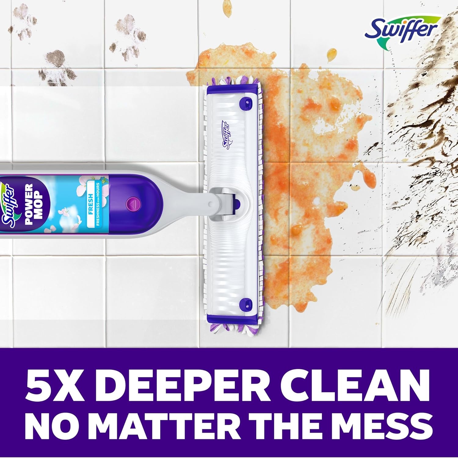 Powermop Multi-Surface Mop Kit for Floor Cleaning, Fresh Scent, Mopping Kit Includes Powermop, 2 Mopping Pad Refills, 1 Floor Cleaning Solution with Fresh Scent and 2 Batteries
