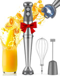Immersion Blender, 1000W Anti-Scratch 3-In-1 Hand Blender, Upgraded 12 Speed Stainless Steel Blade Stick Blenders with Turbo Mode, Whisk and Milk Frother, Non-Bpa