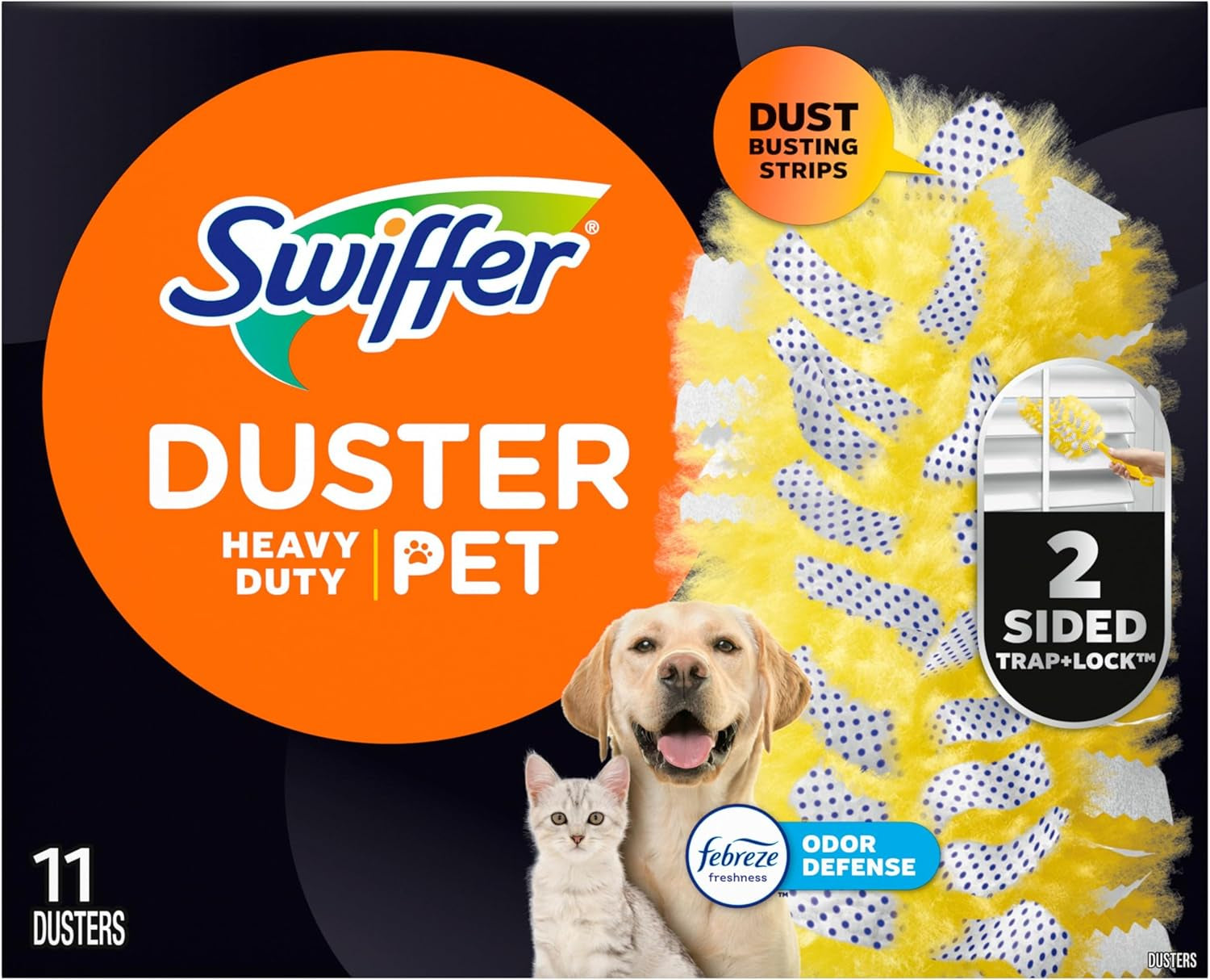 Pet Heavy Duty Dusters Refills, Multisurface 360 Dusters with Febreze Odor Defense, 11 Count