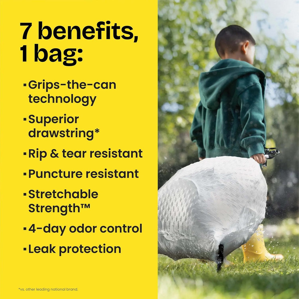 Tall Kitchen Drawstring Trash Bags - Odorshield 13 Gallon White Trash Bag, Febreze Fresh Clean, 110 Count