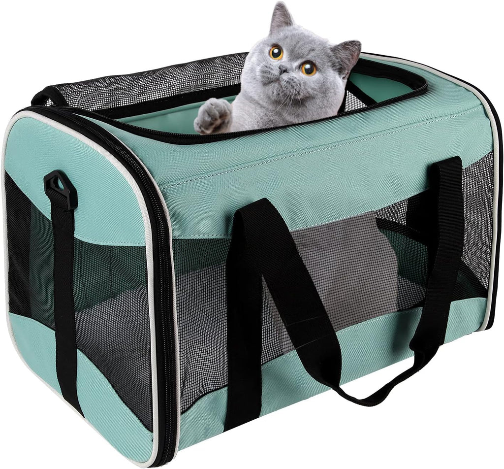 Cat Dog Carriers Soft-Sided Pet Carrier Large Cats for Medium Big Cat Small Dog Puppy up to 16Lbs TSA Airline Approved Animal Collapsible Cat Carrier Carriers Travel Carrier Cat Bag (17X11X11)