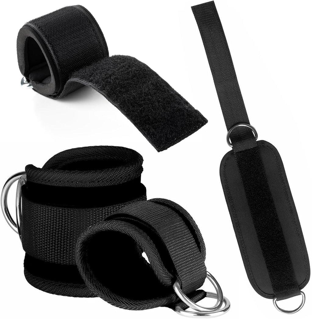 2 PCS Weightlifting Straps with D Ring,Adjustable Wrist Cuffs Gym,Padded Wrist Cuffs,For Cable Machines Strength Training Equipment,Black