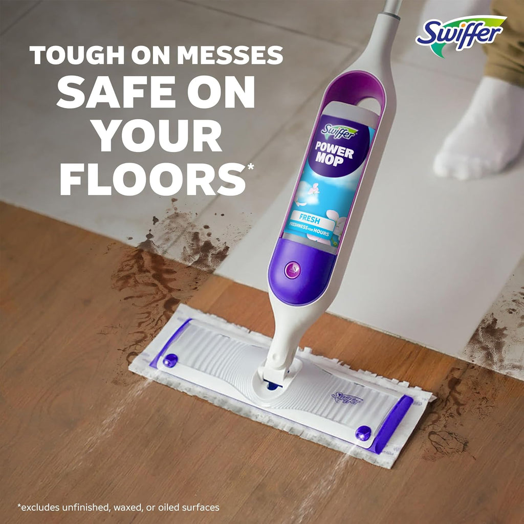 Powermop Multi-Surface Mop Kit for Floor Cleaning, Fresh Scent, Mopping Kit Includes Powermop, 2 Mopping Pad Refills, 1 Floor Cleaning Solution with Fresh Scent and 2 Batteries
