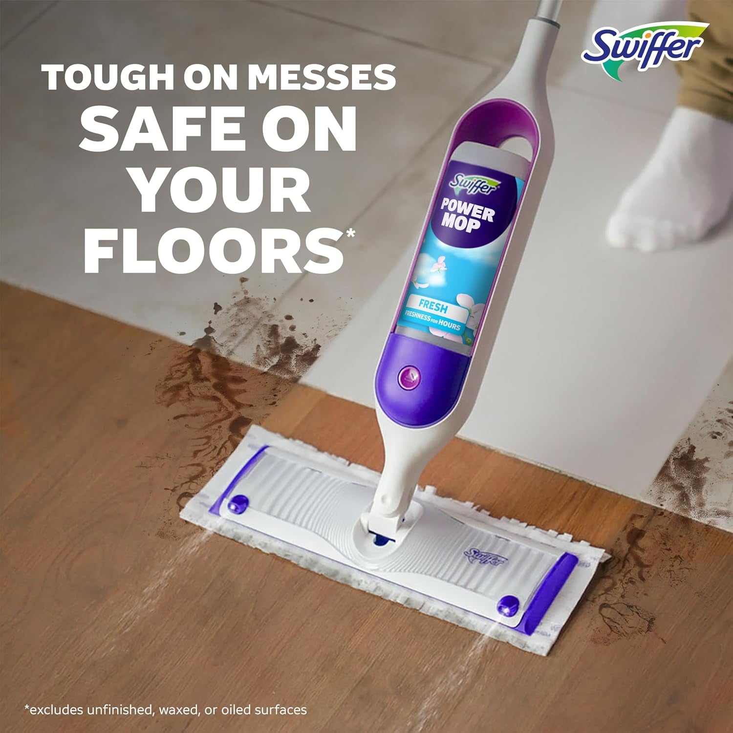 Powermop Multi-Surface Mop Kit for Floor Cleaning, Fresh Scent, Mopping Kit Includes Powermop, 2 Mopping Pad Refills, 1 Floor Cleaning Solution with Fresh Scent and 2 Batteries