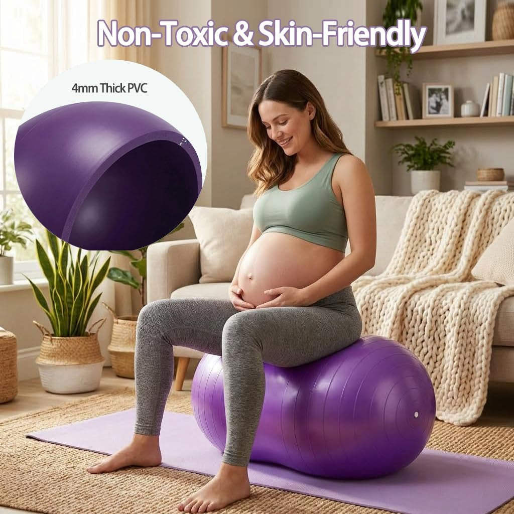 Peanut Ball for Kids Therapy,Anti-Burst Exercise Ball with Pump 90X45Cm Yoga Ball Gym Quality Fitness Ball for Pregnancy Birth Exercise Physical Therapy, for Child Training, Women, Men