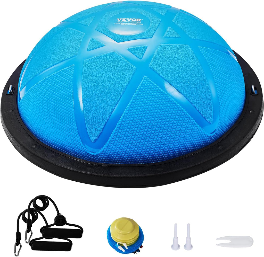 Half Exercise Ball Trainer, 23/26 Inch Balance Ball Trainer, 1500Lbs Capacity Stability Ball, Yoga Ball with Resistance Bands & Foot Pump, Strength Fitness Ball for Home Gym Full Body Workout