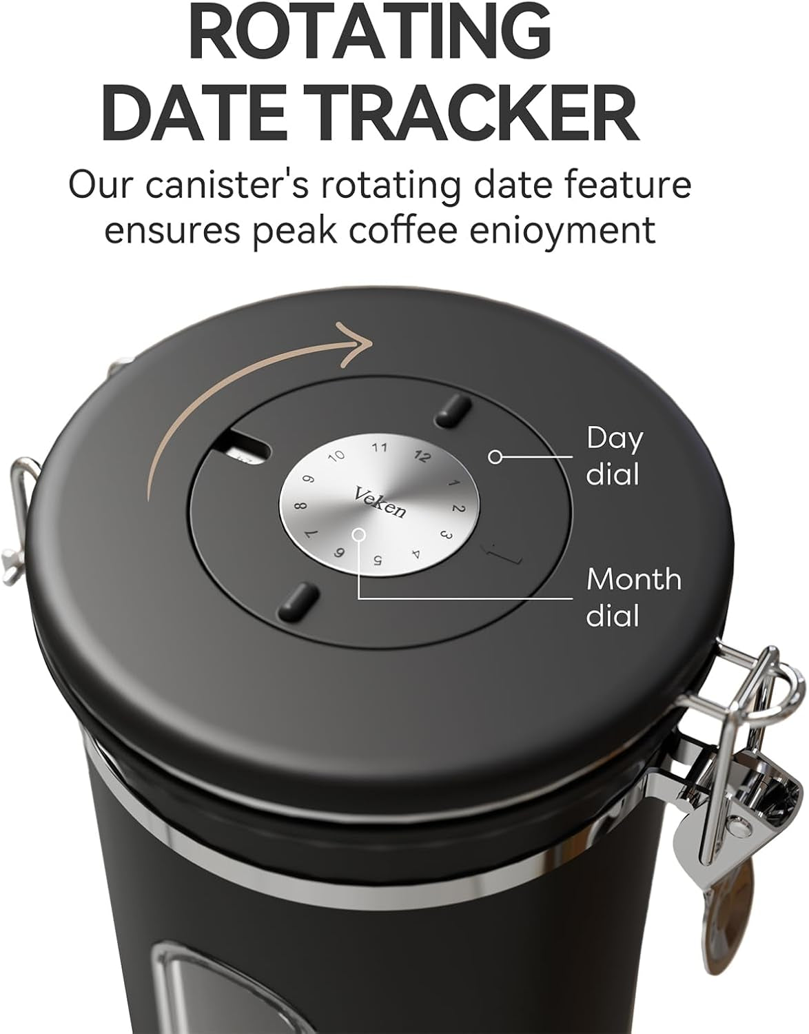 Coffee Canister with Window,Airtight Stainless Steel Pantry Container,Home Kitchen Food Storage Organizers for Ground,Beans,Espresso,Rice,Tea,Sugar,Cereal, Decor,Bar Accessories,Gifts,22Oz,Black