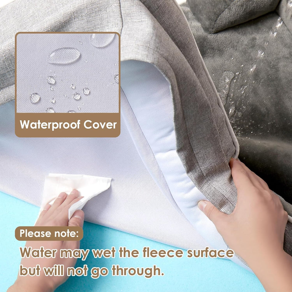 Orthopedic Dog Bed for Medium Dogs, Waterproof Memory Foam Medium Pet Beds with Sides, Non-Slip Bottom and Egg-Crate Foam Dog Couch Bed with Washable Removable Cover, Grey