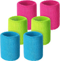 Wrist Sweatbands, Sports Sweatbands for Competition, Sweat Absorbent, for Basketball, Tennis, Football, Running and Work (Pack of 6)
