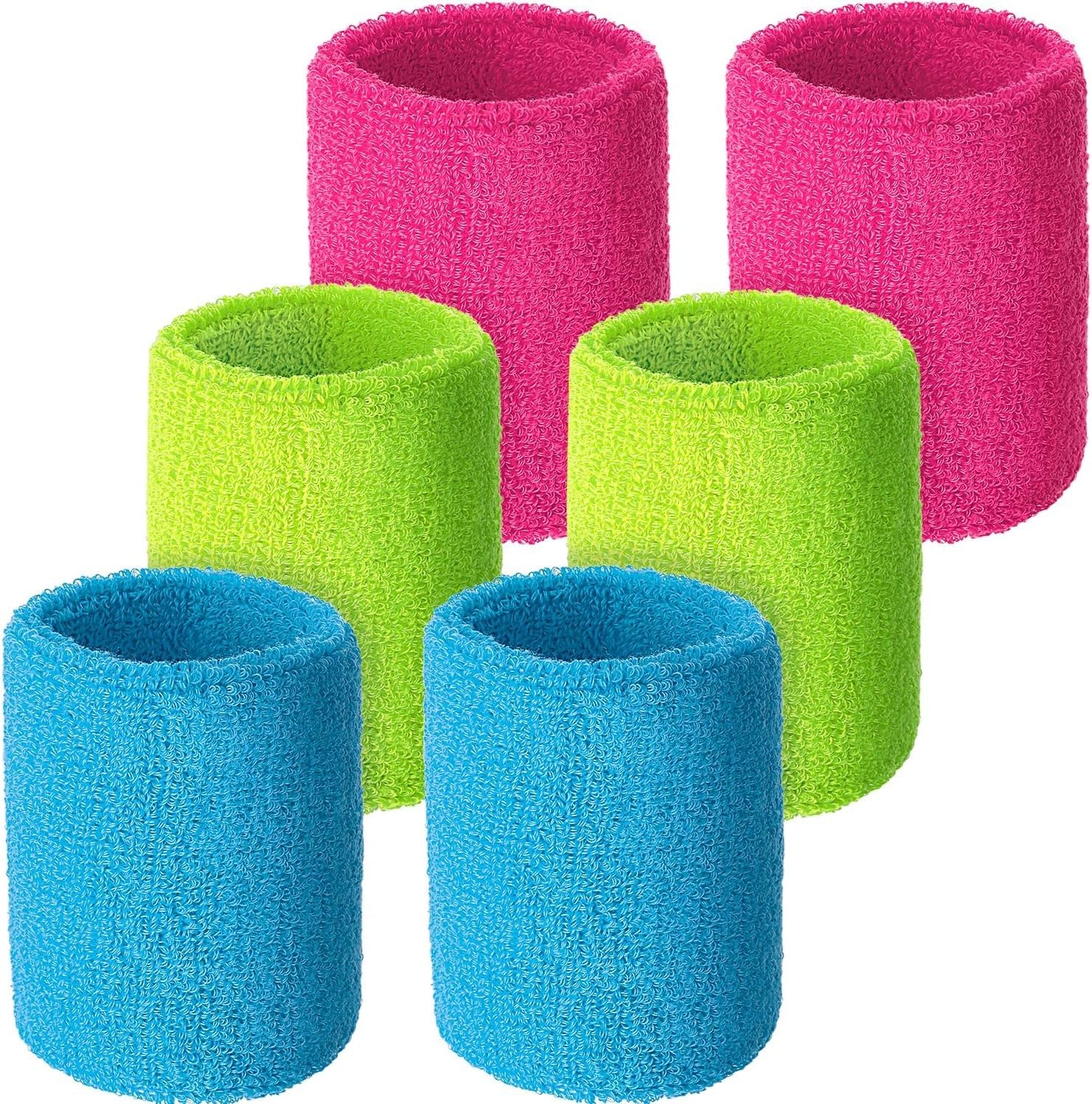 Wrist Sweatbands, Sports Sweatbands for Competition, Sweat Absorbent, for Basketball, Tennis, Football, Running and Work (Pack of 6)