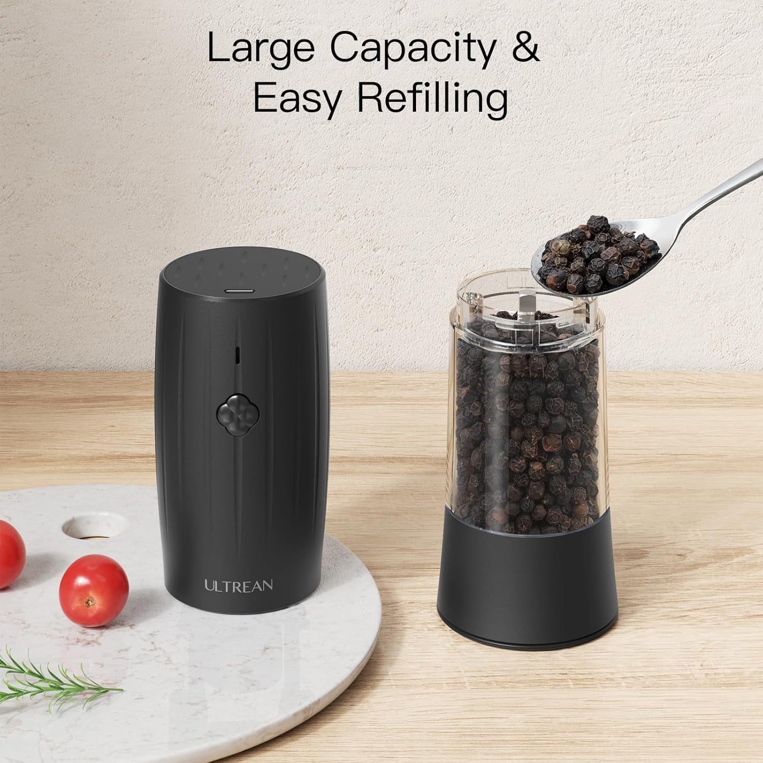 Electric Salt and Pepper Grinder Set, USB-C Rechargeable, Salt and Pepper Shakers Spice Mill with 6 Adjustable Coarseness LED Light, Kitchen Appliances for Housewarming Gifts
