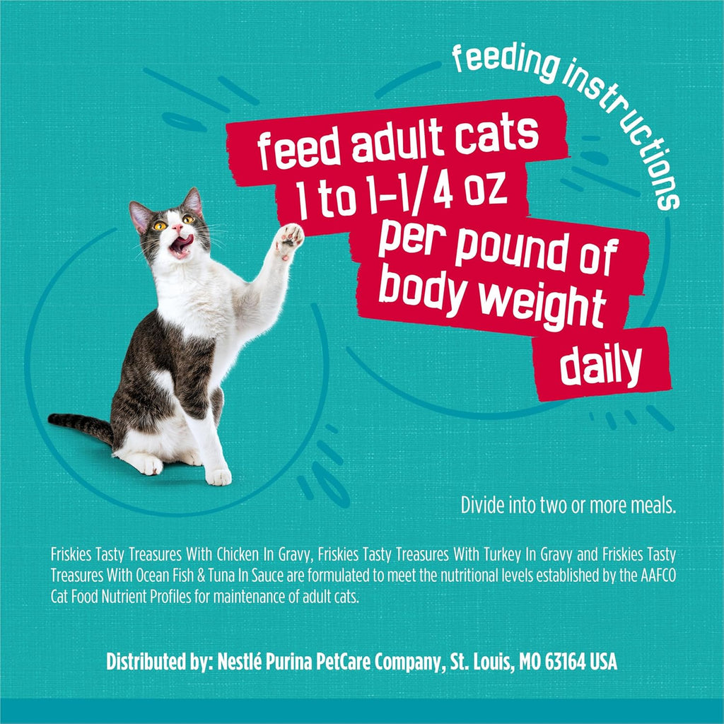 Purina  Wet Cat Food Variety Pack, Tasty Treasures Prime Filets (With Ocean Fish and Tuna, with Chicken and with Turkey) - 5.5 Ounce (Pack of 12)
