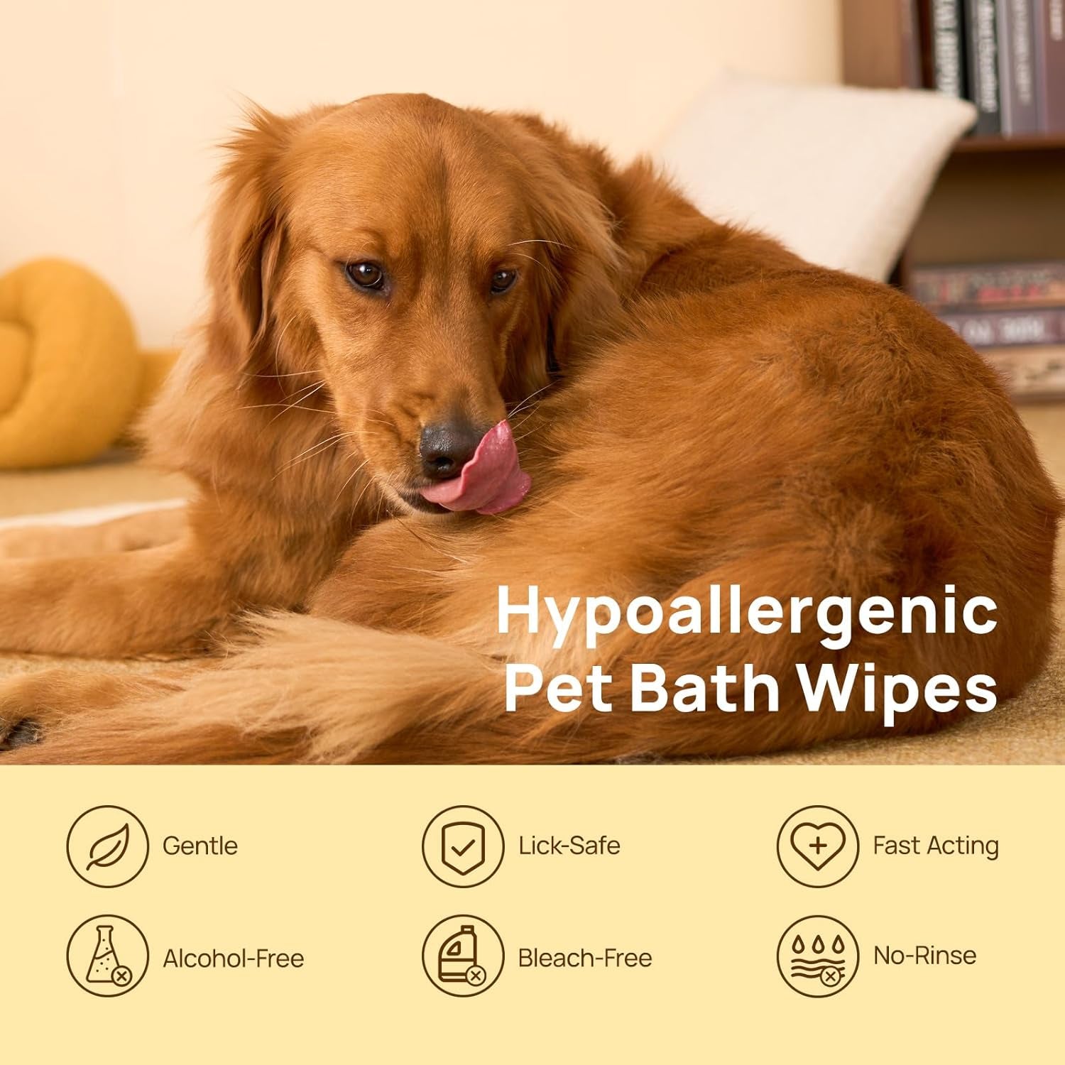 Cleaning Deodorizing Glove Wipes for Dogs & Cats, Vet Recommended Hypoallergenic Hydrating & Nourish Fur Pet Grooming Glove Wipes, Pet Bathing Wipes for Horse Coat Care, 6Pcs Coconut Scent