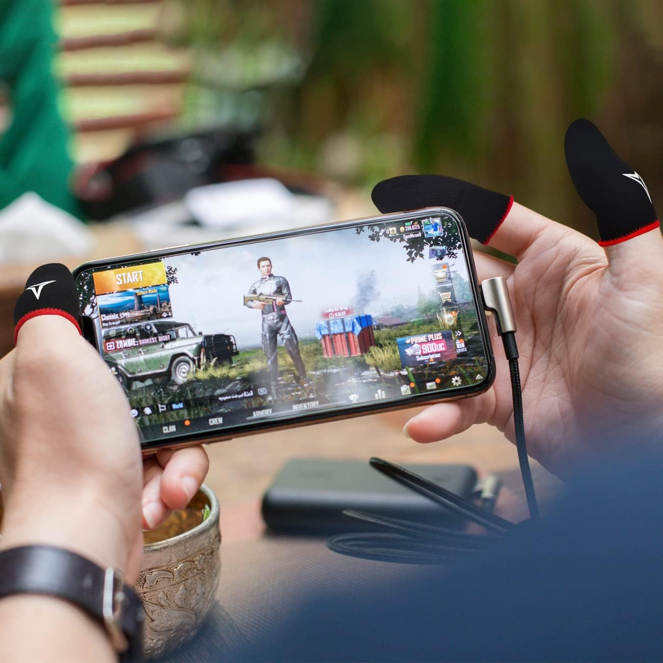 6 Pack Mobile Phone Gaming Finger Sleeves,  Finger Sleeves Compatible with All Touchscreen Devices, 0.15Mm Superconducting Nanofibers, Smooth Feel, Anti-Sweat, Extremely Thin, Red Edge
