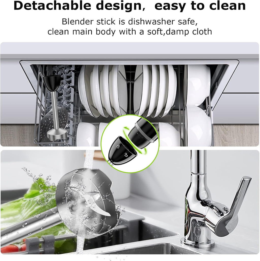 Hand Blender, Immersion Blender with 2 Mixing Speed, Electric Handheld Mixer Portable Stick Mixer with Stainless Steel Blades for Soup, Smoothie, Puree, Baby Food