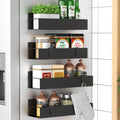 4 Pack Magnetic Spice Storage Rack Organizer for Refrigerator and Oven, Black Fridge Organizers and Storage